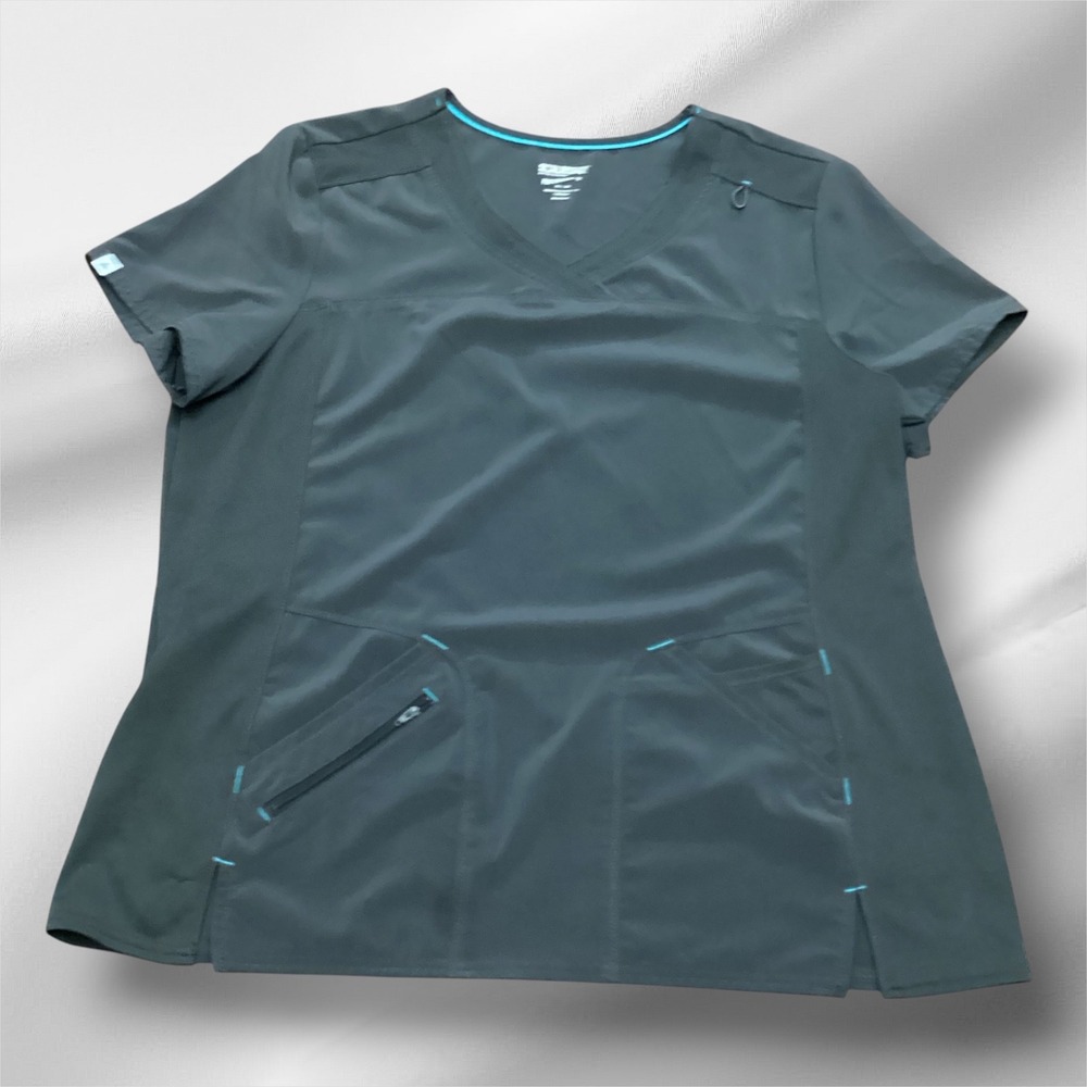 Scrubstar Performance V-Neck Scrub Top Pewter Gray XL Mesh Panels flaw snag